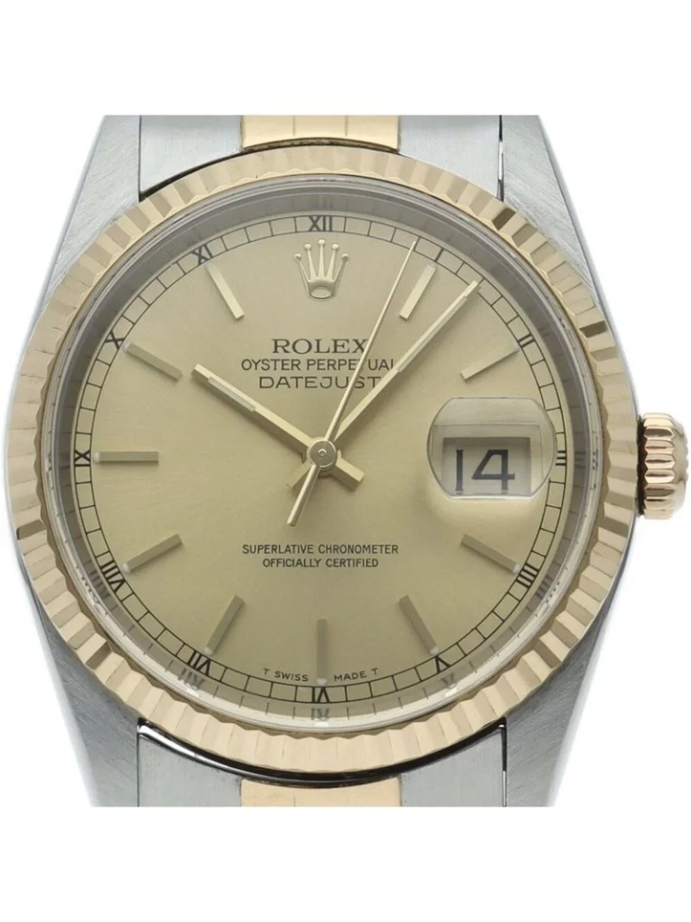 Rolex Datejust Watch 18k Yellow Gold SS Chien Color Polished